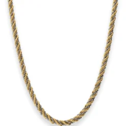 4,4mm Kordelkette Goldkette Collier Halskette aus 585 Gold gelb/weiß 50cm