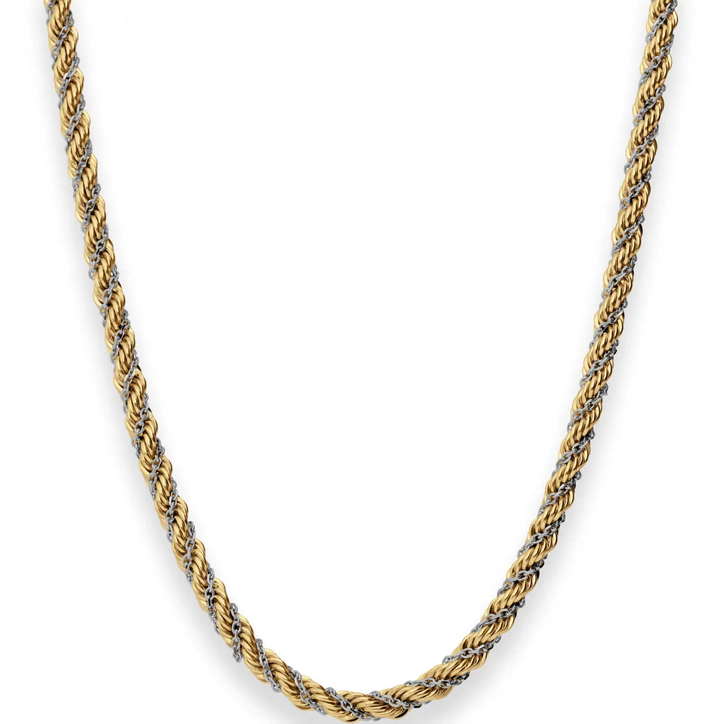 4,4mm Kordelkette Goldkette Collier Halskette aus 585 Gold gelb/weiß 45cm