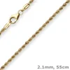 2,1mm Kordelkette Goldkette Collier Halskette aus 585 Gold Gelbgold 55cm