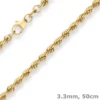3,3mm Kordelkette Goldkette Collier Halskette aus 585 Gold Gelbgold 50cm