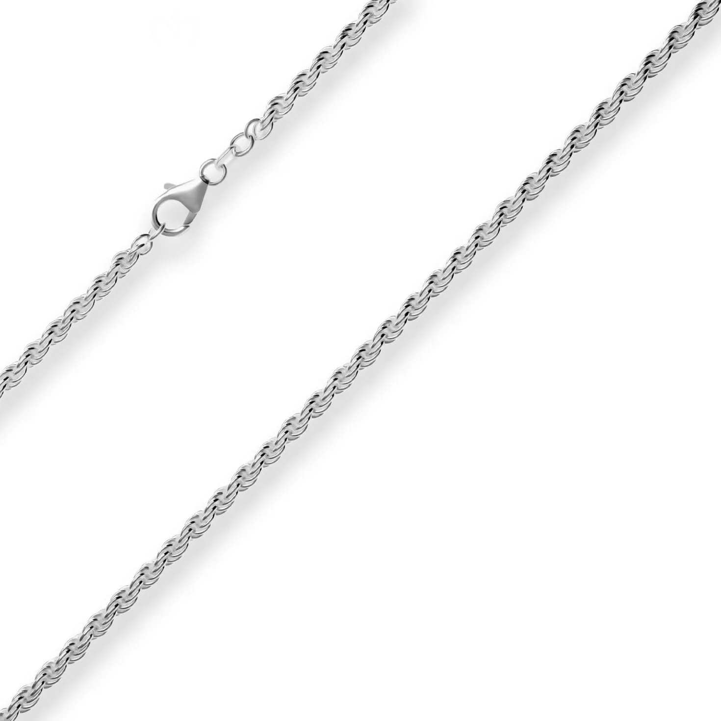 3,1mm Kordelkette massiv Kette Collier Halskette aus 925 Silber rhodiniert 50cm