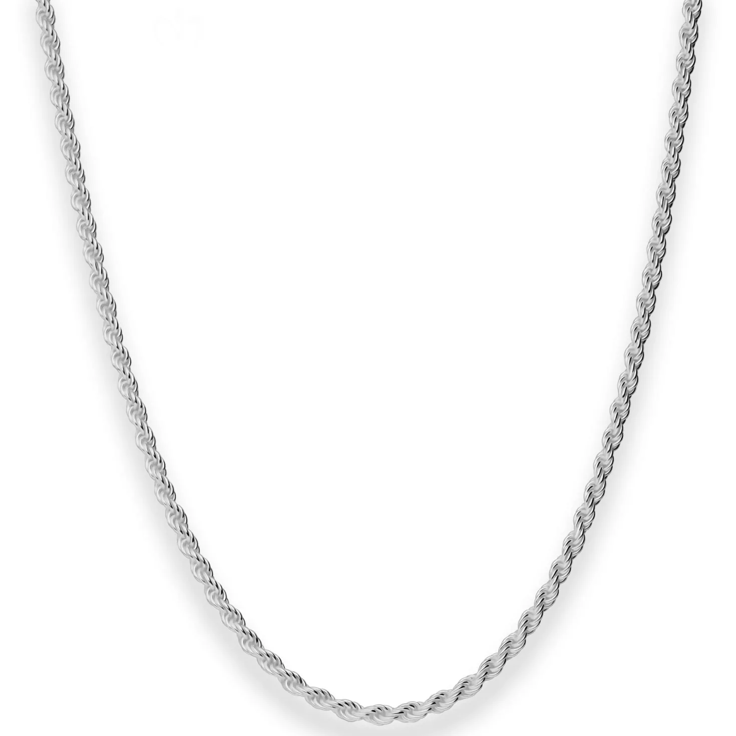 2,6mm Kordelkette massiv Kette Collier Halskette aus 925 Silber rhodiniert 45cm