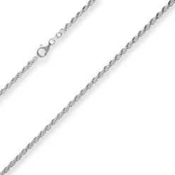 3,1mm Kordelkette massiv Kette Collier Halskette aus 925 Silber rhodiniert 42cm