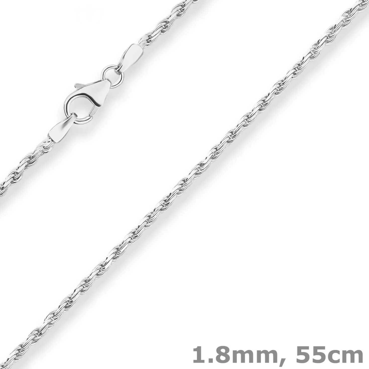 1,8mm Kordelkette massiv Silberkette Collier Halskette aus 925 Silber 55cm