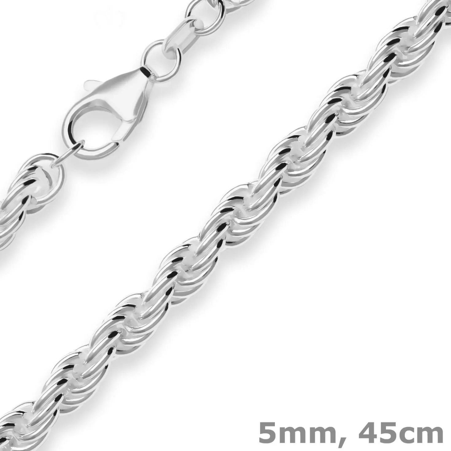 5mm Kordelkette massiv Silberkette Collier Halskette aus 925 Silber 45cm