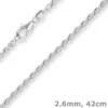 2,6mm Kordelkette massiv Silberkette Collier Halskette aus 925 Silber 42cm