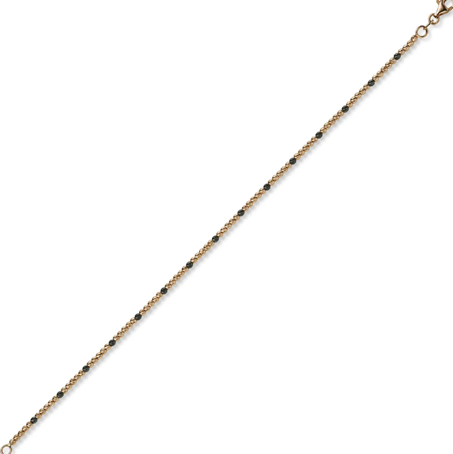 1,8mm Kugel-Armband Armkette aus 585 Gold Rotgold teil-schwarz-rhodiniert 17cm