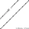 1,8mm Kugel-Armband Armkette aus 585 Gold Weißgold teil-schwarz-rhodiniert 17cm