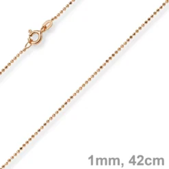 1mm Kugelkette diamantiert Kette Goldkette Halskette aus 585 Gold Rotgold, 42cm