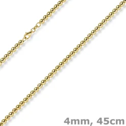 4mm Kugelkette Halskette Collier aus 585 Gold Gelbgold glatt glänzend 45cm