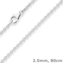 2,5mm Kugelkette Silberkette Collier Halskette aus 925 Silber 80cm