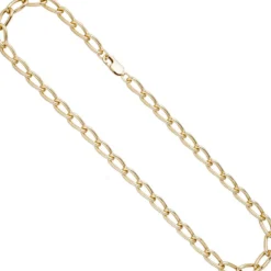 6,9mm Lang-Panzerkette Kette Halskette aus 925 Silber Gelbgold vergoldet, 45cm