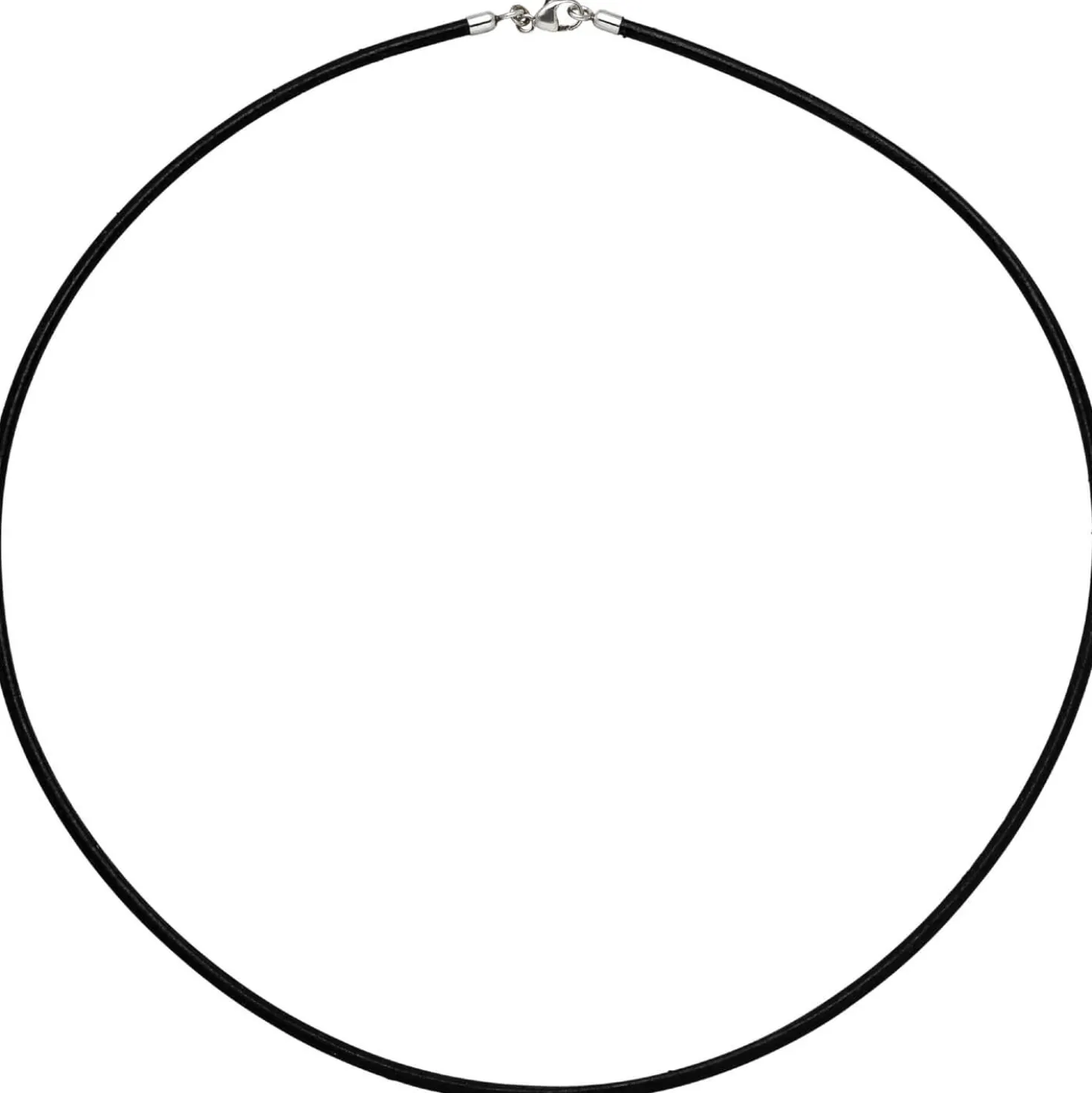 2mm Lederkette Lederband, schwarz, Karabiner 925 Silber, Unisex, 70cm