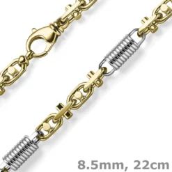 8,5mm Monte Carlo Armband aus 750 Gold Gelbgold Weißgold massiv bicolor 22cm