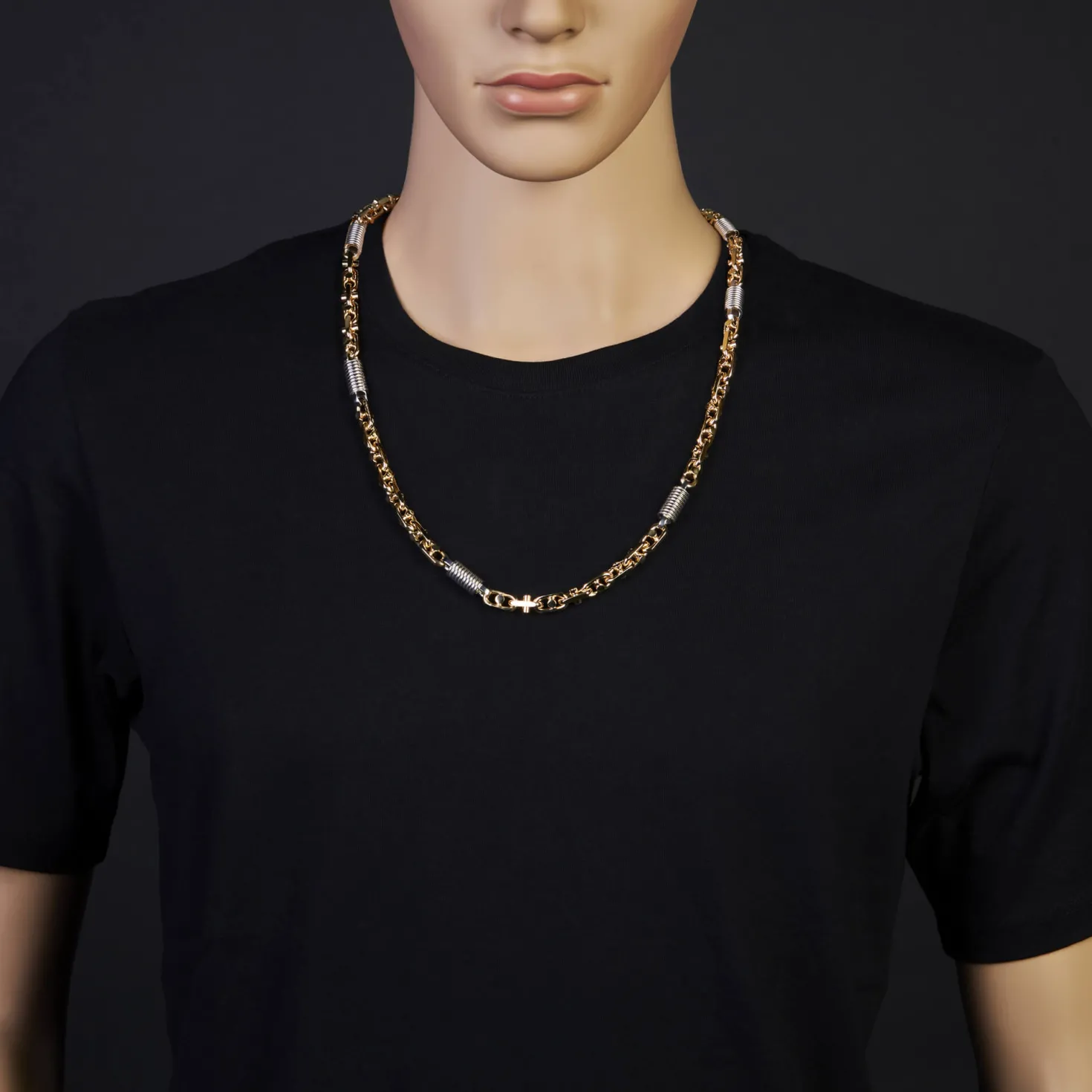 8,5mm Monte Carlo Kette Halskette 750 Gold Gelbgold Weißgold massiv bicolor 70cm