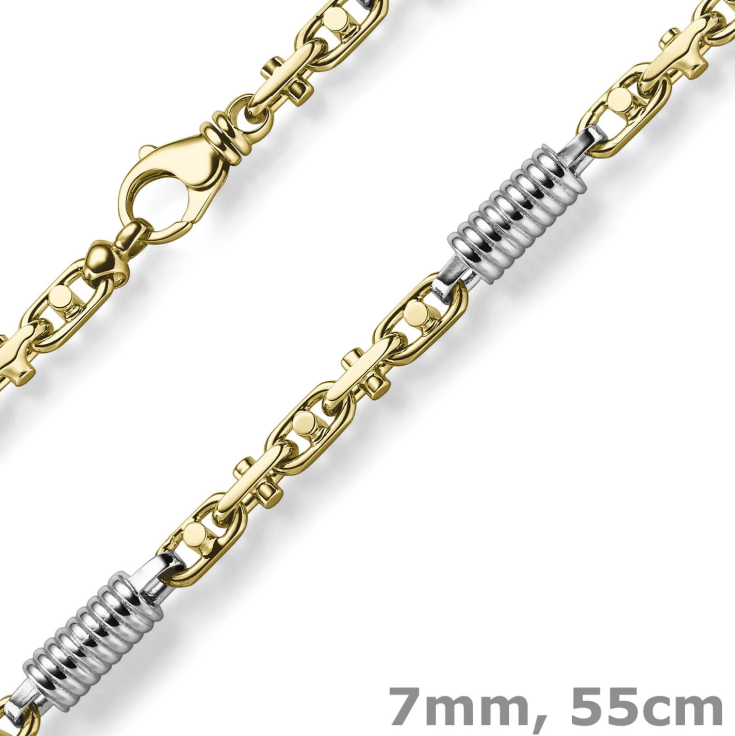 7mm Monte Carlo Kette Halskette 750 Gold Gelbgold Weißgold massiv bicolor 55cm