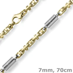 7mm Monte Carlo Kette Halskette 750 Gold Gelbgold Weißgold massiv bicolor 70cm