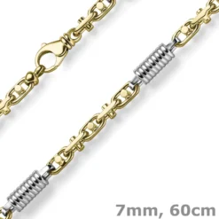 7mm Monte Carlo Kette Halskette 750 Gold Gelbgold Weißgold massiv bicolor 60cm