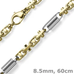 8,5mm Monte Carlo Kette Halskette 750 Gold Gelbgold Weißgold massiv bicolor 60cm