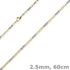 2,5mm Monte Carlo Kette Halskette aus 585 Gold Gelbgold Weißgold massiv 60cm