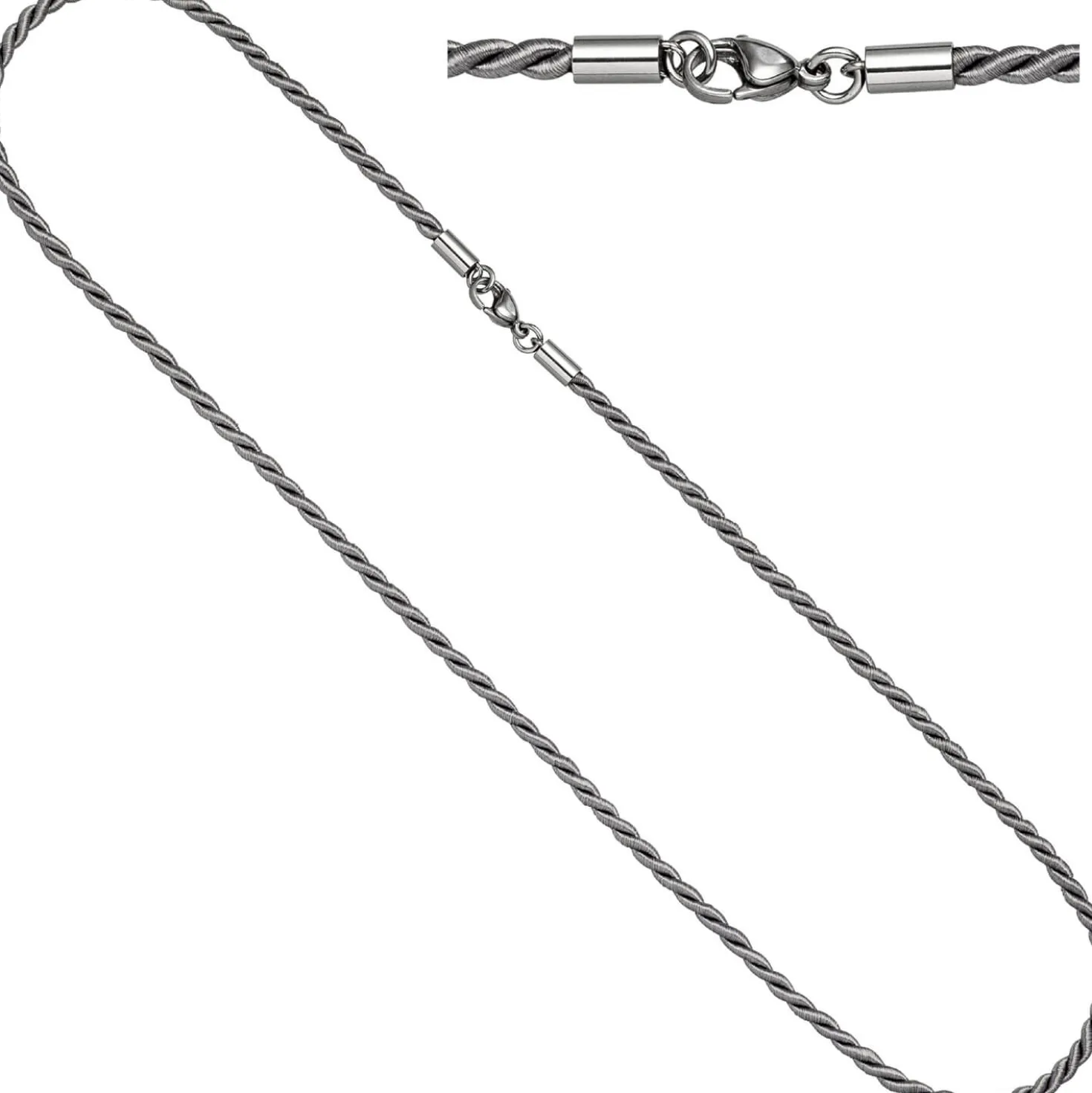 2,9mm Nylonkordel graue Kette aus Edelstahl Halsschmuck, 50cm