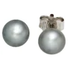 6-6,5mm Ohrstecker Perlenohrstecker mit Süßwasser Perlen, grau, 925 Silber