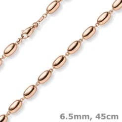 6,5mm Oliven-Kette Halskette Collier aus 585 Gold Rotgold glänzend 45cm