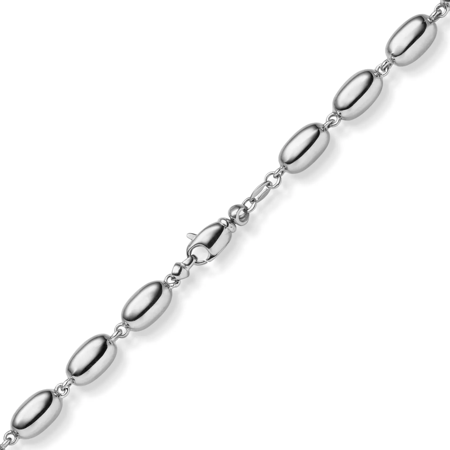 6,5mm Oliven-Kette Halskette Collier aus 585 Gold Weißgold glänzend 45cm
