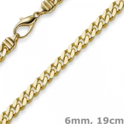 6mm Panzerarmband Armband Armkette, 750 Gold Gelbgold, 19cm, Herren