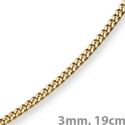 3mm Panzerarmband Armband Armkette, 750 Gold Gelbgold, 19cm, Unisex