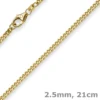 2,5mm Panzerarmband Armband Armkette, 585 Gold Gelbgold, 21cm, Unisex