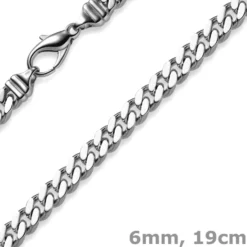 6mm Panzerarmband Armband Armkette aus 750 Gold Weißgold massiv 19cm Herren
