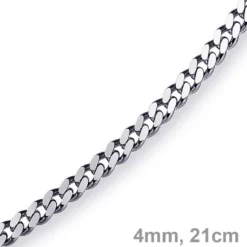 4mm Panzerarmband Armband Armkette, 750 Gold Weißgold, 21cm, Unisex