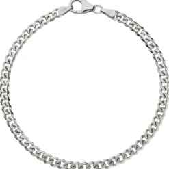 3,6mm Panzerarmband Armband Armkette aus 925 Silber rhodiniert 19cm