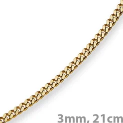 3mm Panzerarmband Armband Armkette, 750 Gold Gelbgold, 21cm, Unisex