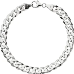 7,7mm Panzer-Armband Armkette Armschmuck aus 925 Silber rhodiniert 21cm Herren