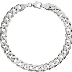 7,7mm Panzer-Armband Armkette Armschmuck aus 925 Silber rhodiniert 21cm Herren
