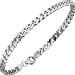 4,6mm Panzer-Armband Armkette Armschmuck aus 925 Silber rhodiniert 21cm Herren