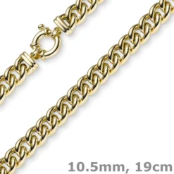10,5mm Panzer-Armband Panzerkette aus 585 Gold Gelbgold 19cm Armkette Armschmuck