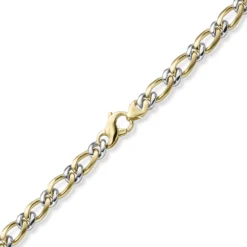 8mm Panzer-Figaro Phantasie Armband Armschmuck aus 585 Gelbgold & Weißgold 21cm