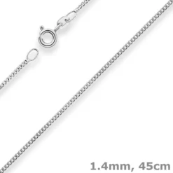 1,4mm Panzerkette Collier Halskette aus 585 Gold Weißgold 45cm mit Zwischenöse