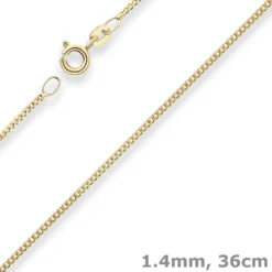 1,4mm Panzerkette Collier Halskette aus 333 Gold Gelbgold 36cm mit Zwischenöse