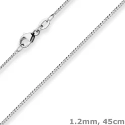 1,2mm Panzerkette Collier Halskette aus 750 Gold Weißgold 45cm mit Zwischenöse
