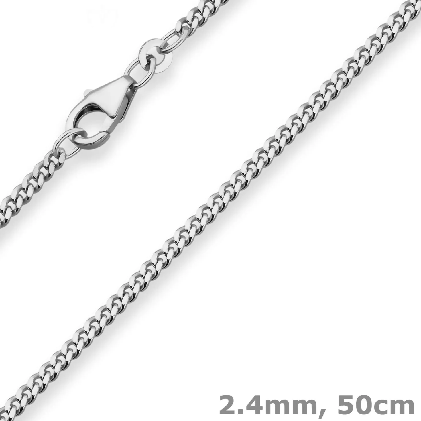 2,4mm Panzerkette Goldkette Collier Halskette aus 750 Gold Weißgold 50cm