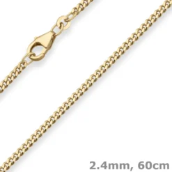 2,4mm Panzerkette Goldkette Collier Halskette aus 750 Gold Gelbgold 60cm