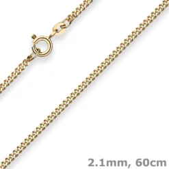 2,1mm Panzerkette Goldkette Collier Halskette aus 333 Gold Gelbgold 60cm