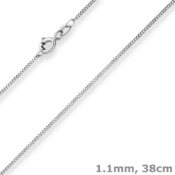 1,1mm Panzerkette Goldkette Collier Halskette aus 585 Gold Weißgold 38cm