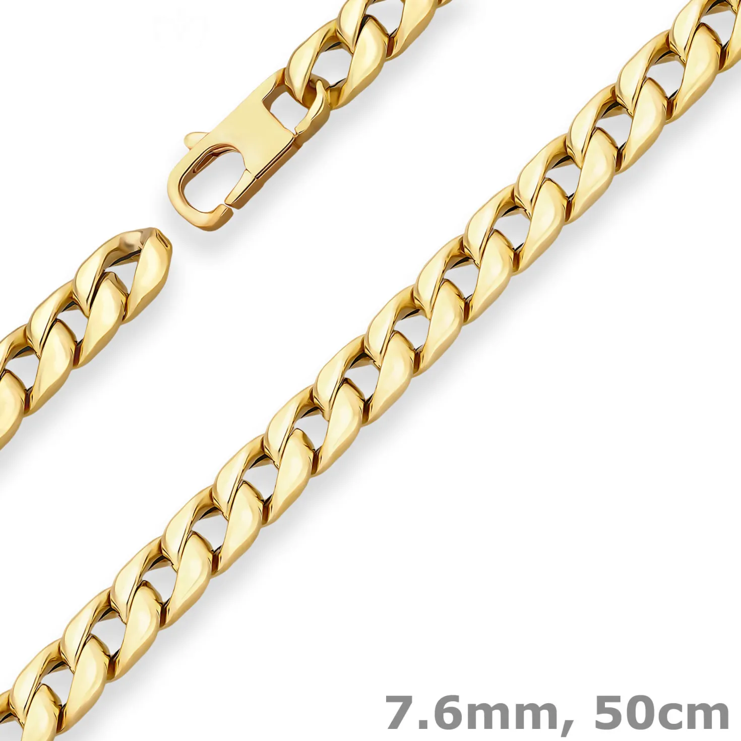 7,6mm Panzerkette Goldkette Collier Halskette aus 375 Gold Gelbgold 50cm