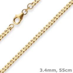 3,4mm Panzerkette Goldkette Collier Halskette aus 333 Gold Gelbgold 55cm