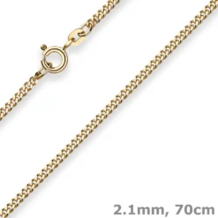 2,1mm Panzerkette Goldkette Collier Halskette aus 585 Gold Gelbgold 70cm